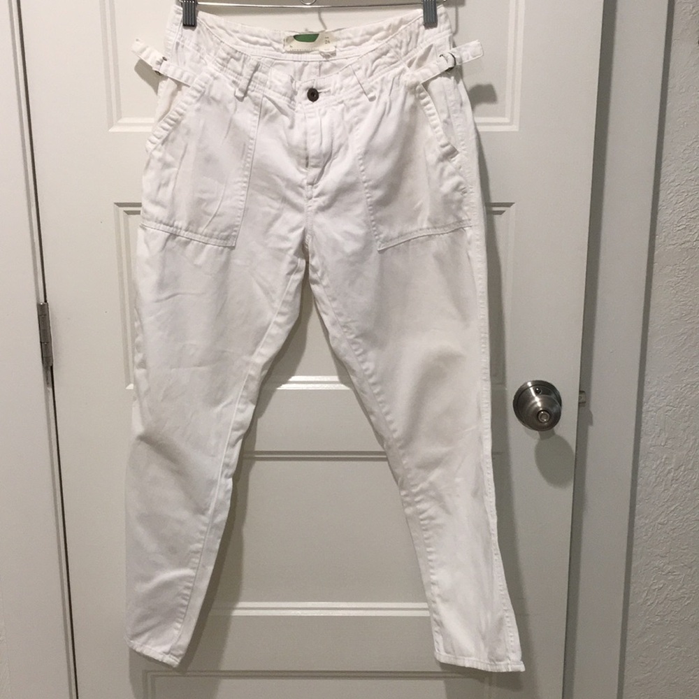 Anthropologie Women’s  Jeans Side Adjustable Buckles Crop Pants Stretch Sz 26
